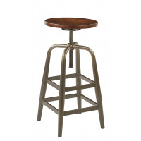 OSP Home Furnishings SLVNS342-PTWA Sullivan Height Adjustable Stool with Pewter & Walnut Finish